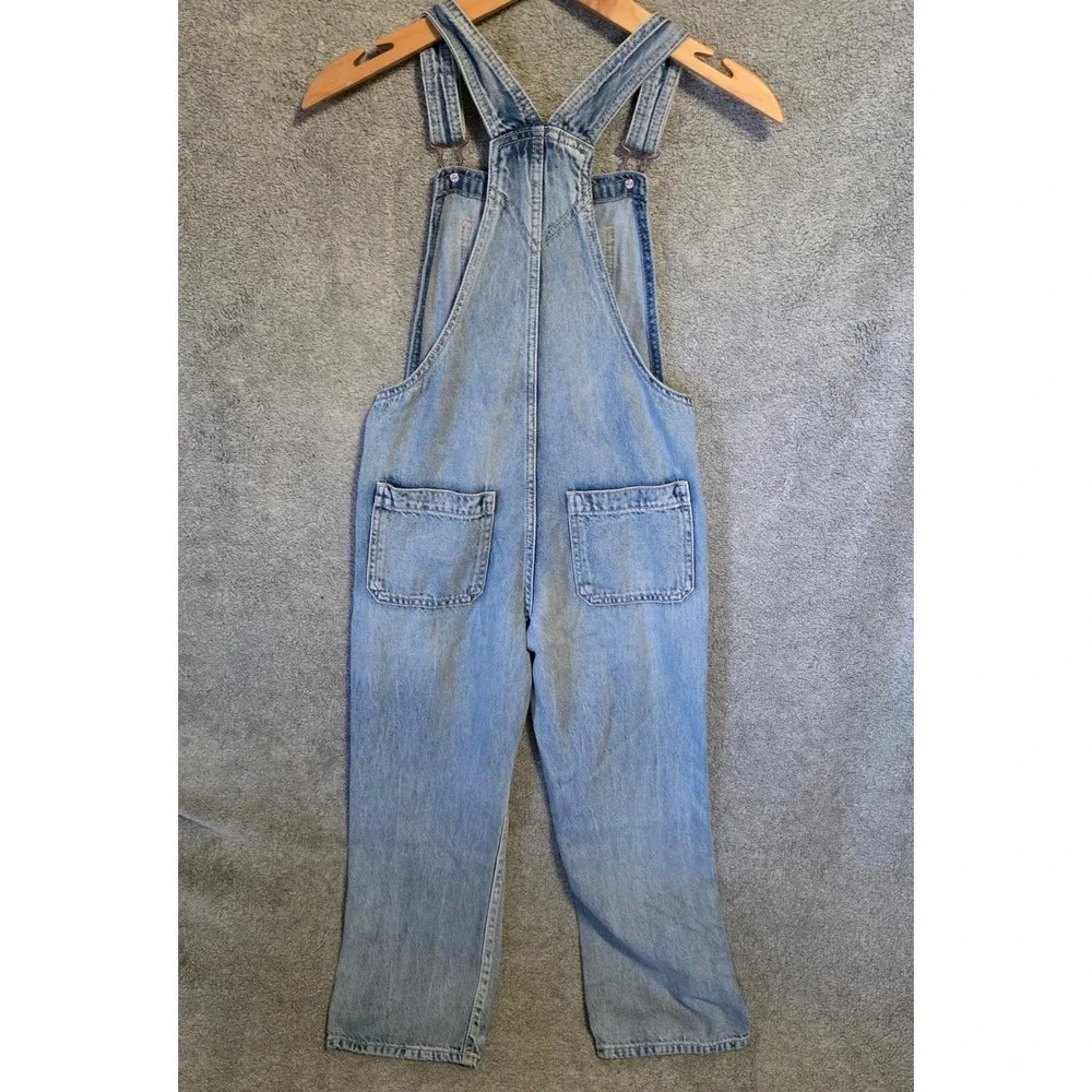 GAP Denim Kids Girls Size Large 10 Light Wash Cotton Straight Leg Overalls